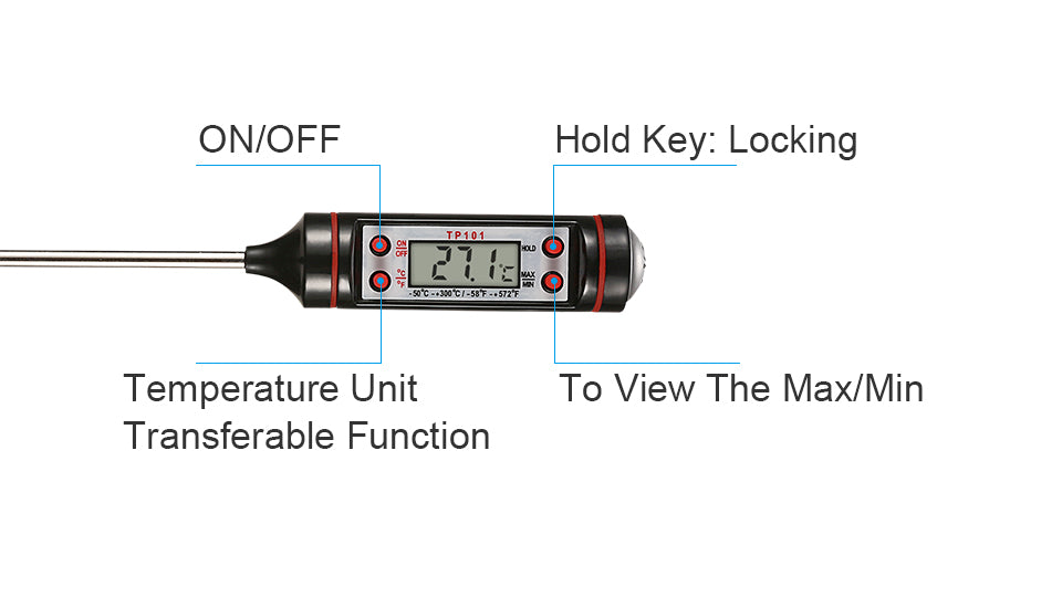 Food Electronic Thermometer, Portable Probe Thermometer