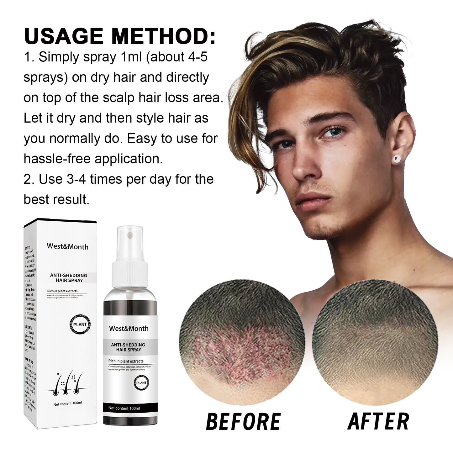 West & Month Hair Growth Spray for Nourishing Roots