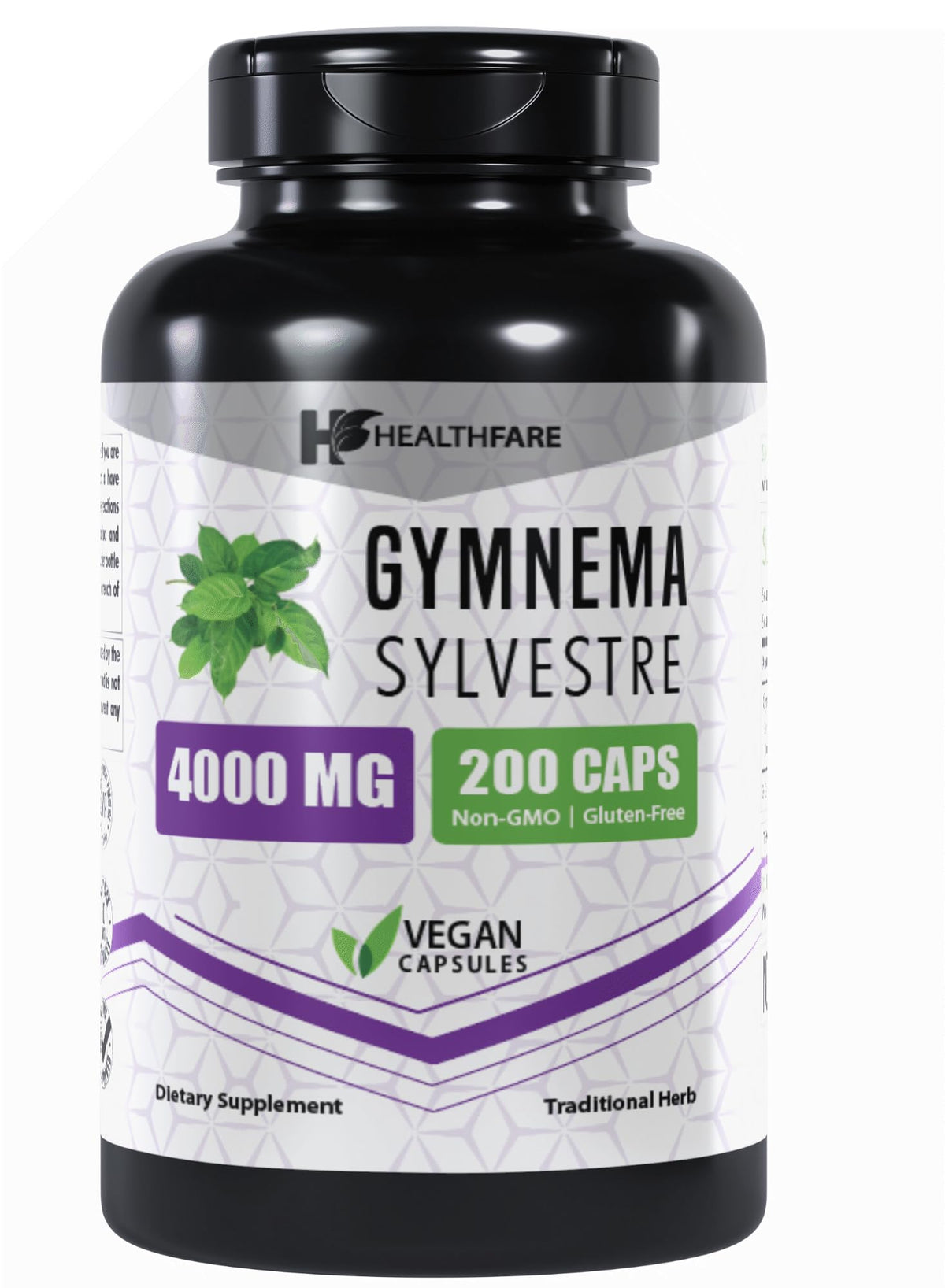 Healthfare Gymnema Sylvestre Supplements | 200 Veg Capsules | 4000mg | Gluten-Free | Non-GMO