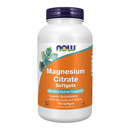 NOW Supplements Magnesium Citrate With Glycinate & Malate Nervous System Support* 180 Softgels