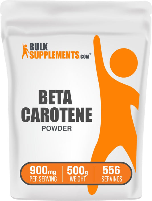 BulkSupplements.com Beta Carotene Powder - Vitamin A Supplements Beta Carotene Supplements - for Immune & Eye Support Gluten Free 900mg per Serving 500g (1.1 lbs) (Pack of 1)