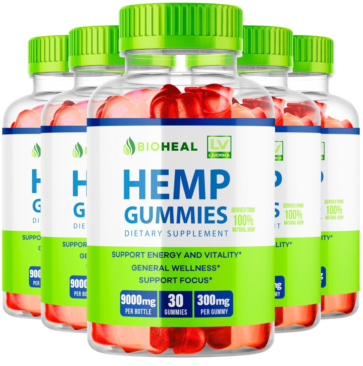 LIVORKA 5 Pack - Bio Heal Gummies. BioHealGummie Bio Heal 150 Gummies for 5 Month Bio Heal Hemp Gummies 9000 MG Per Bottle BioHeal Gummies