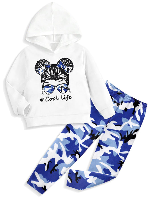 BAVADER Little Girls Clothes Size 5 Size 6 Girls Clothes Printed Hoodie Sweatshirt Toddler Girl Clothes Camo Leggings Sweatpants Girls Size 6 Clothes Girls 5t Clothes 6t Girls Clothes Girls 5t Outfits