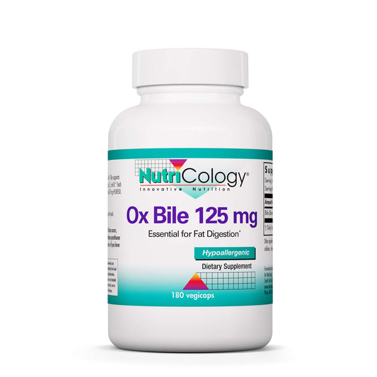 Nutricology Ox Bile 125 mg - Ox Bile Supplements for No Gallbladder Digestive Enzymes for Liver Fat Digestion Support Hypoallergenic Gallblader Supplements - 180 Count