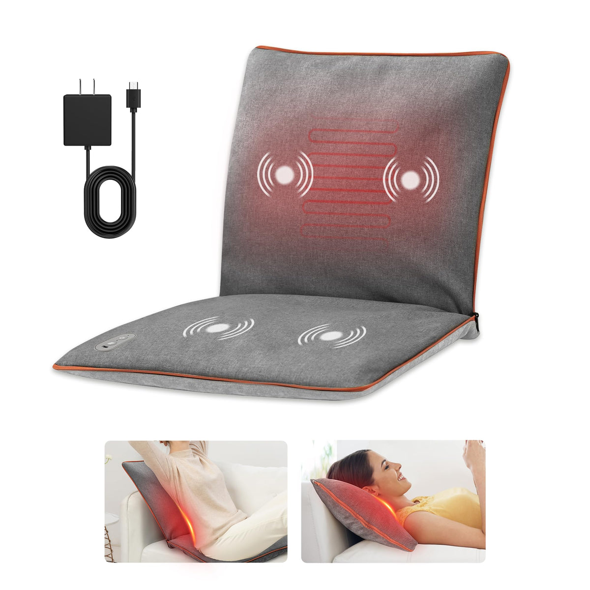 COMFIER Vibration Massage Pad PillowHeated Back Massage Chair Pad for Mom Women