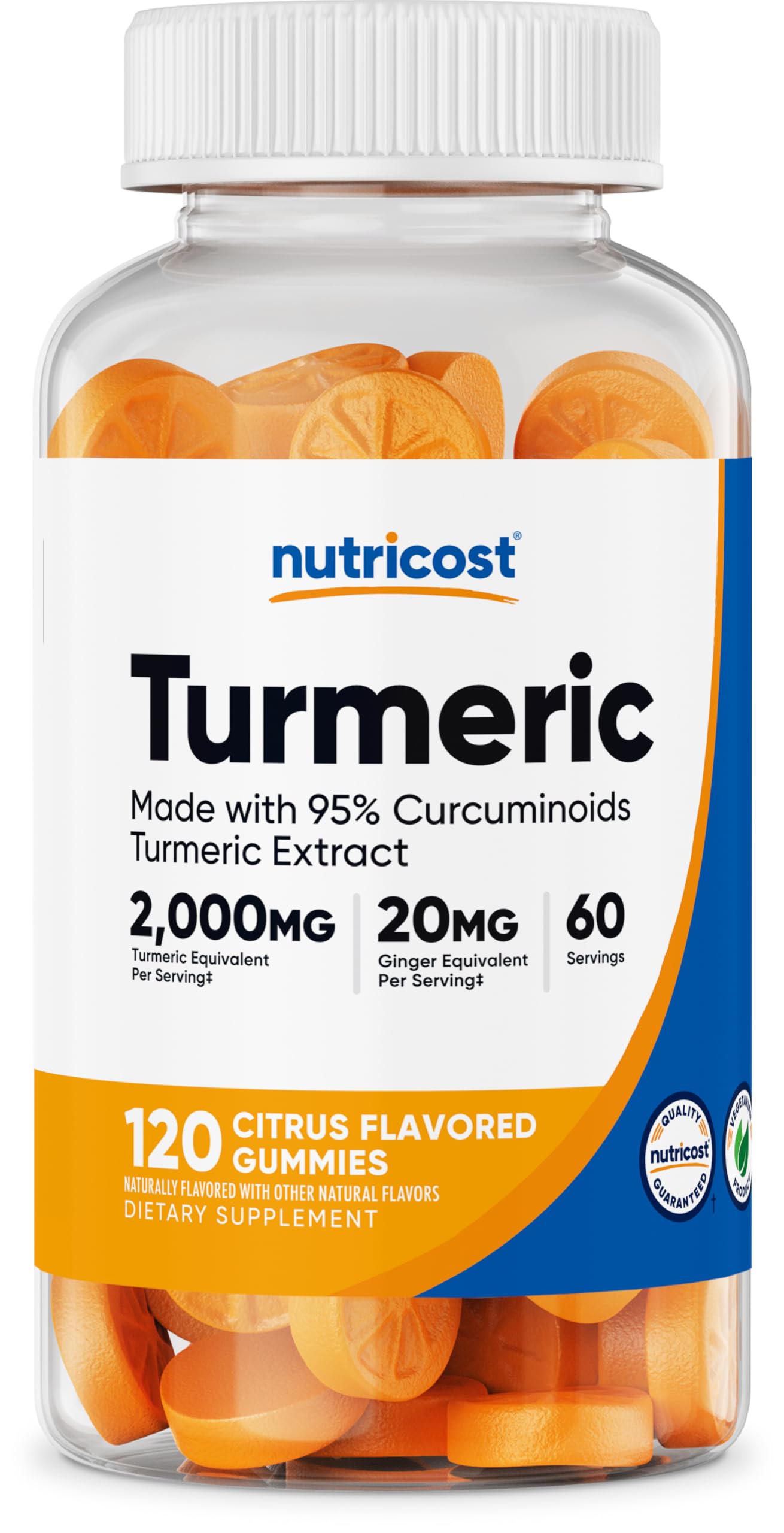 Nutricost Turmeric Gummies 2000mg Tumeric per Serving (120 Gummies) - 60 Servings