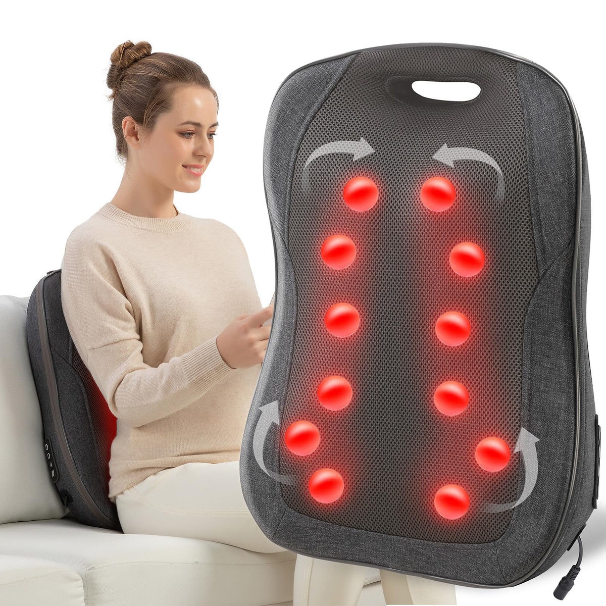 CooCoCo Back Massager for ChairShiatsu Back Massage Chair Pad Deep Tissue 4D Kneading Massage Pillow for Lower BackFull Body RelaxationGifts for Mom Dad Women Men Her
